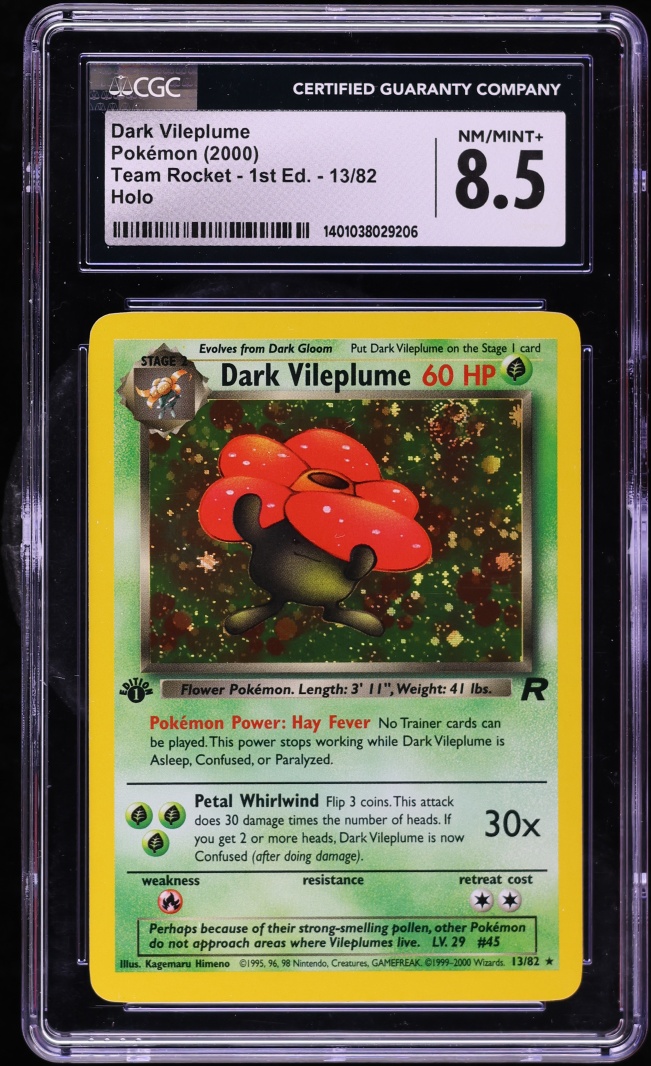 pokemon card dark vileplume 13/82 (1st)(H) Holo Rare Card Type 2000 Pokemon Team Rocket 1st