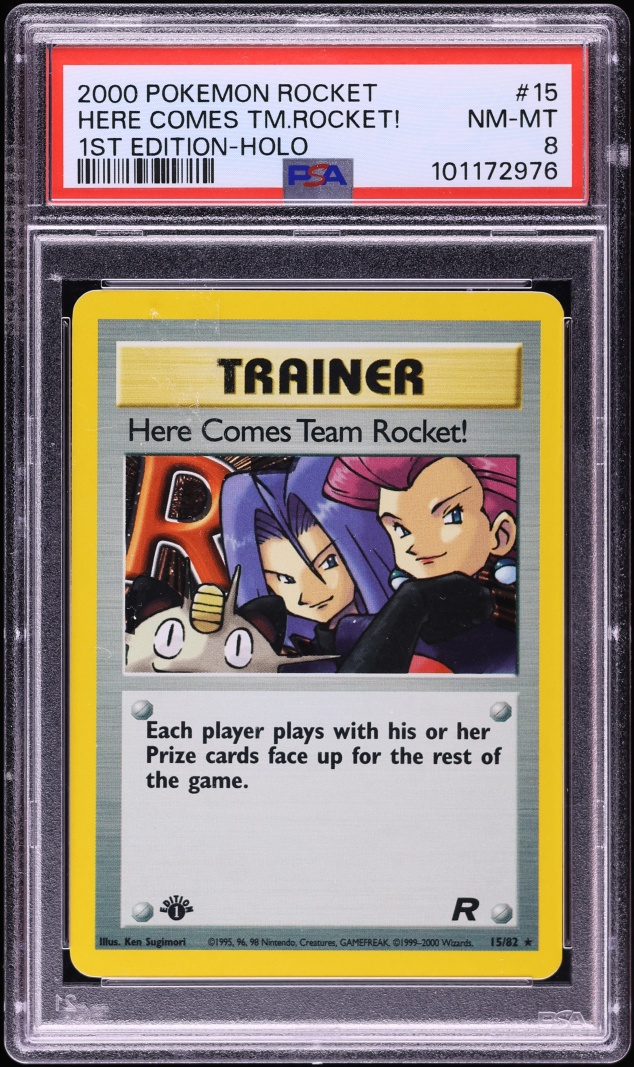 2000 Pokemon Team Rocket 1st Edition Holo Here Comes Team Rocket! #15 PSA 8 NM-MT