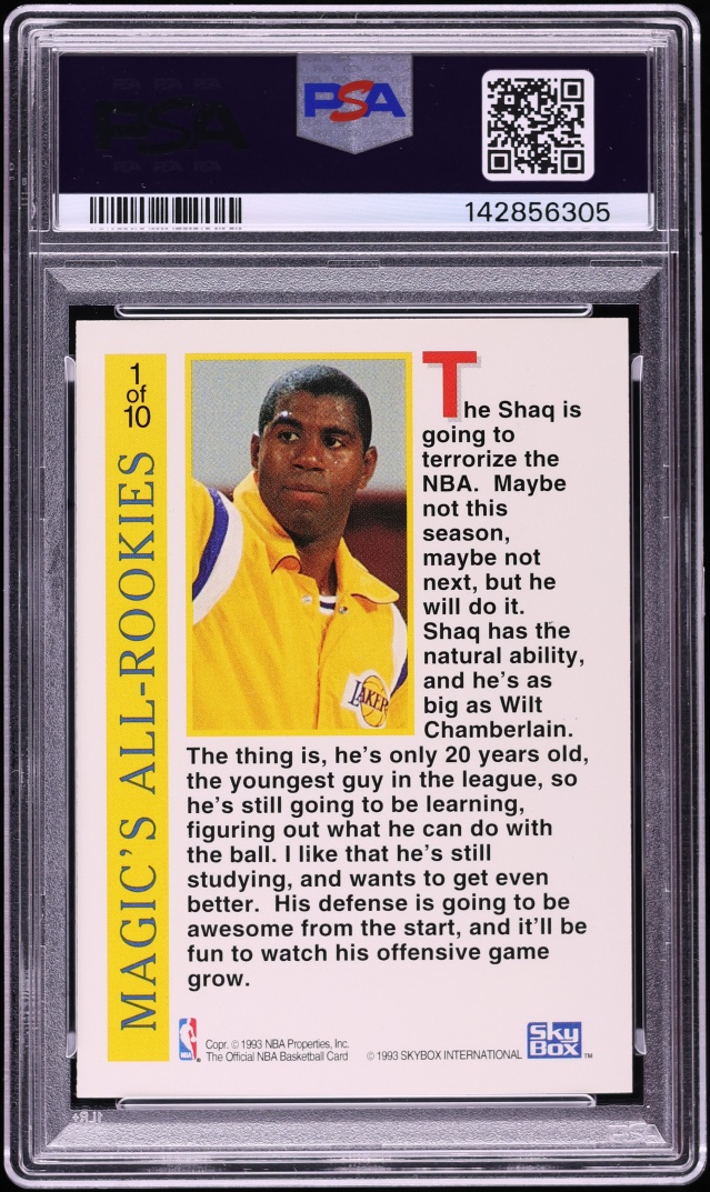 1992 Hoops Magics All-Rookie Team Shaquille O'Neal ROOKIE #1 PSA 7 NRMT