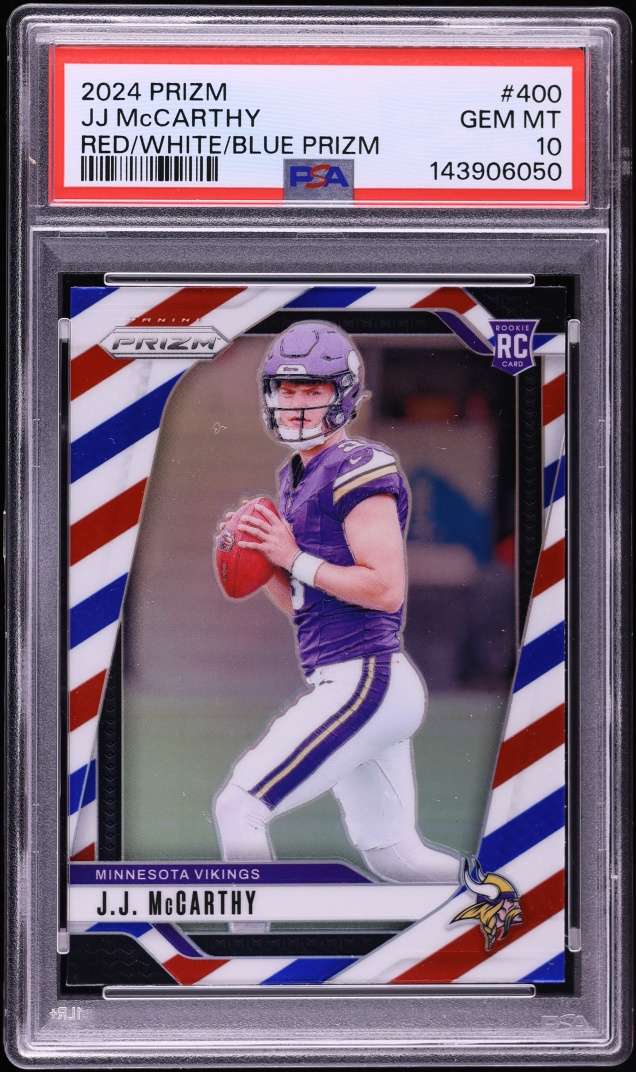 2024 Panini Prizm Red White Blue J.J. McCarthy ROOKIE #400 PSA 10 GEM MINT