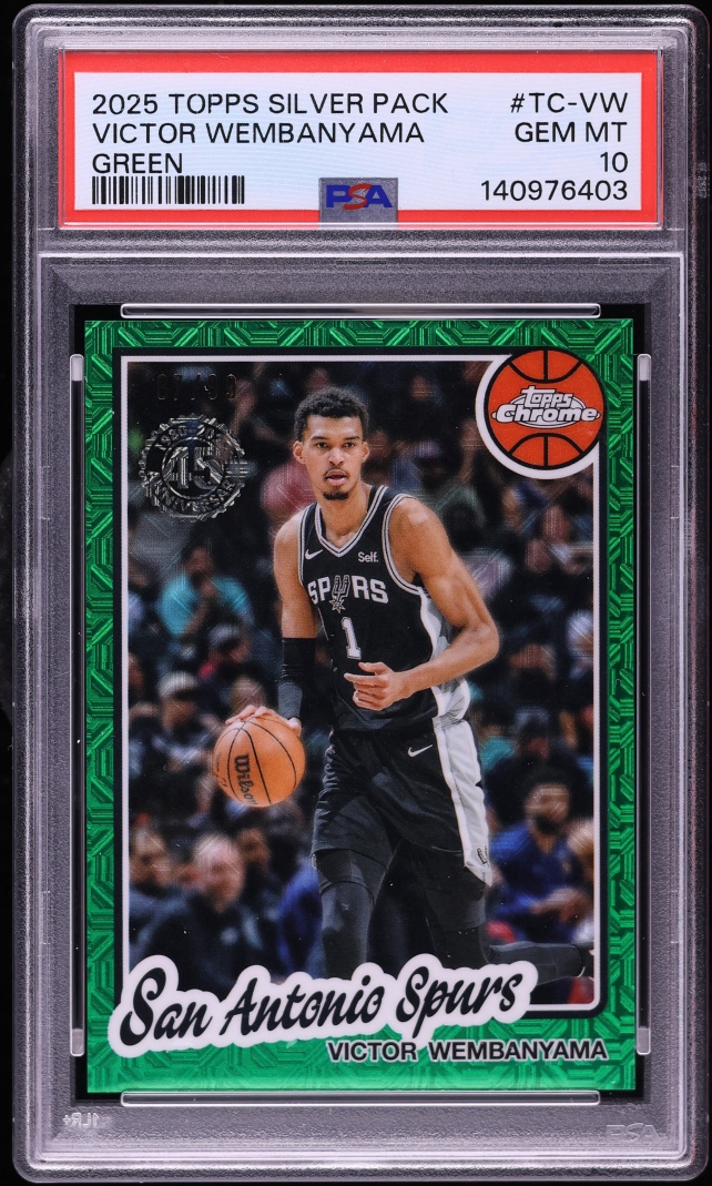 2025 Topps Chrome Silver Pack Green Victor Wembanyama /99 #TC-VW PSA 10 GEM MINT