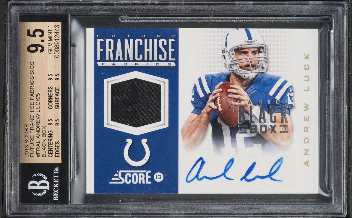 2013 Score Future Franchise Black Box Prime Andrew Luck PATCH AUTO 1/1 #FT-AL BGS 9.5 GEM MINT