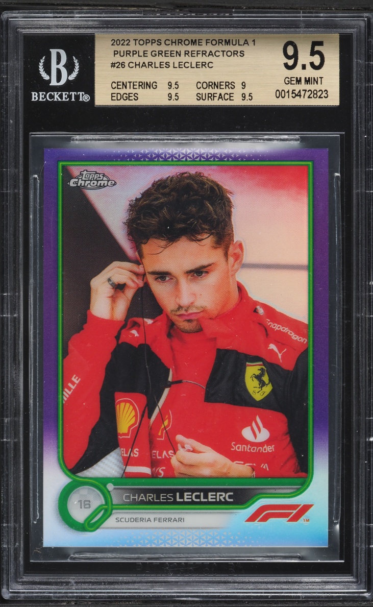 2022 Topps Chrome Formula 1 F1 Purple Green Refractor Charles Leclerc #26 BGS 9.5 GEM MINT