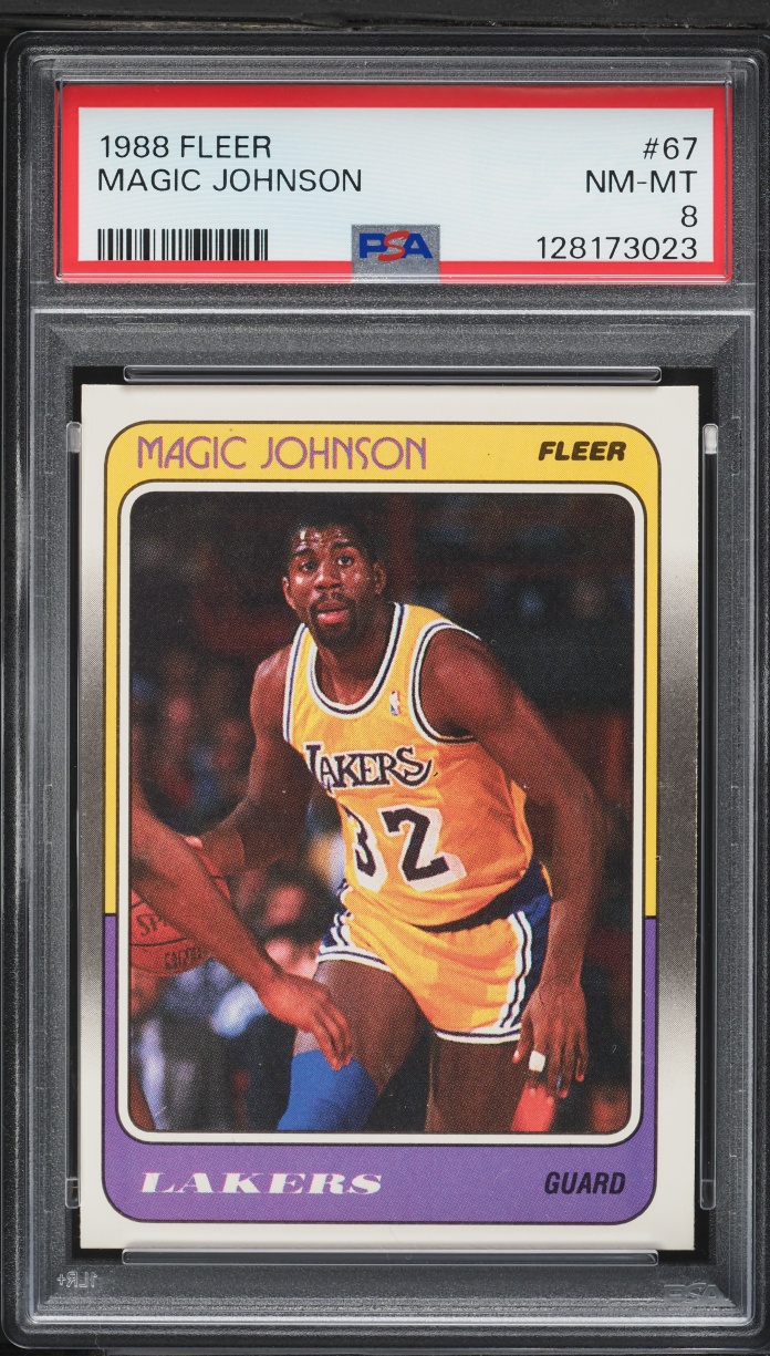 1988 Fleer Basketball Magic Johnson #67 PSA 8 NM-MT