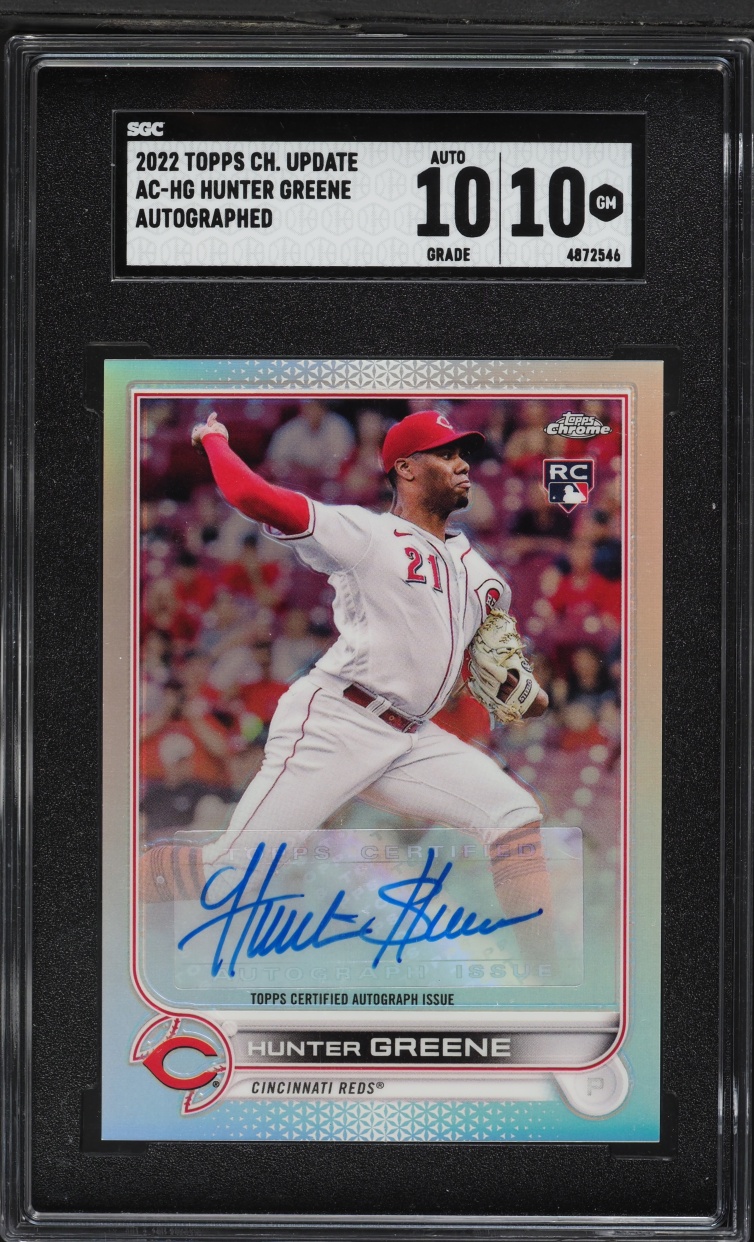 2022 Topps Chrome Update Hunter Greene ROOKIE AUTO #AC-HG SGC 10 GEM MINT