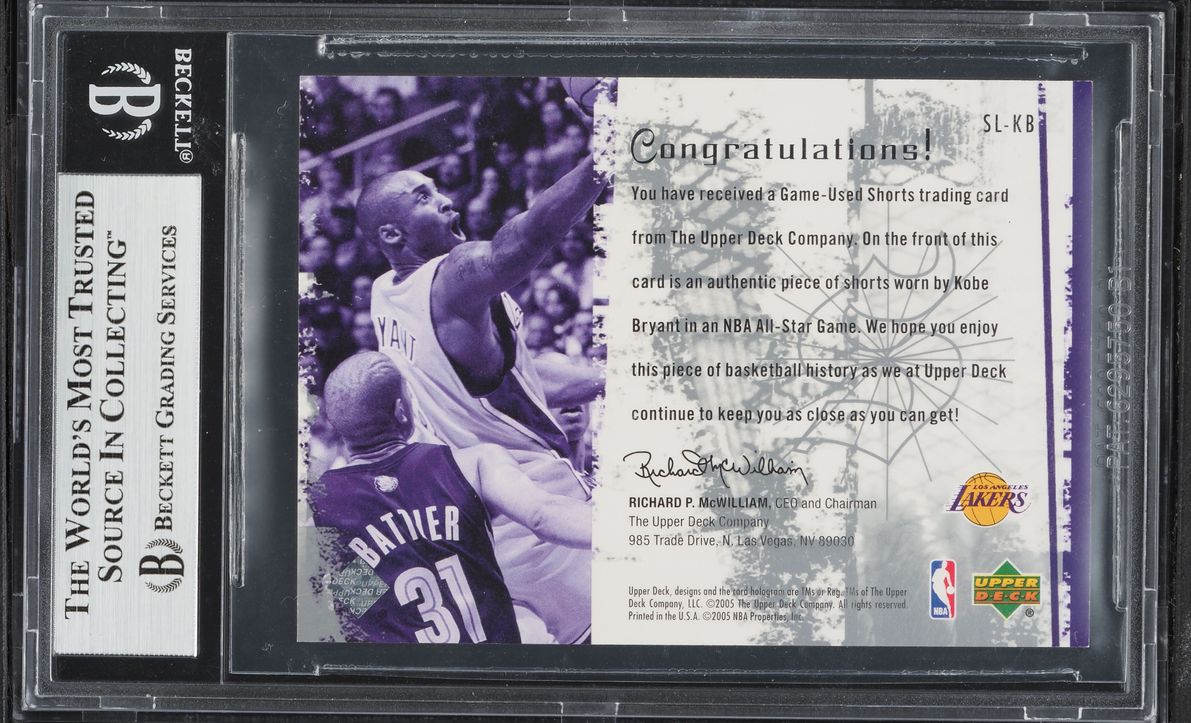 2005 Upper Deck Slam Dunk Kobe Bryant PATCH #KB BGS 9 MINT