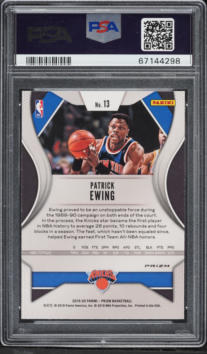 2019 Panini Prizm Choice Tiger Stripe Patrick Ewing #13 PSA 9 MINT