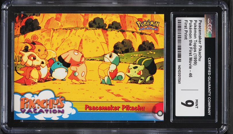 pokemon the first movie cards value Pokémon Card First Movie #48 Racing Cheek To Cheek Blue Logo 1st Print –  AGS Collectibles main image 1