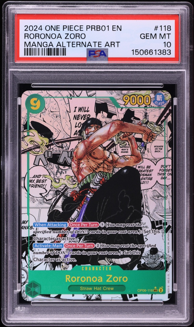 2024 One Piece Wings Of The Captain SEC Manga Art Roronoa Zoro #OP06-118 PSA 10 GEM MINT