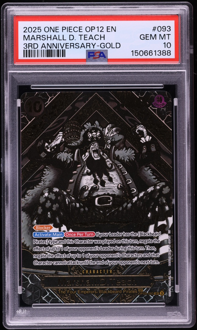 2025 One Piece Legacy Master 3rd Anniversary Gold SP SR Marshall D. Teach #OP09-93 PSA 10 GEM