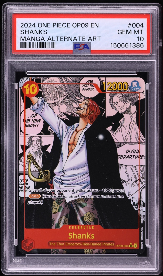 2024 One Piece Emperors In The New World SR Manga Art Shanks #OP09-004 PSA 10 GEM MINT