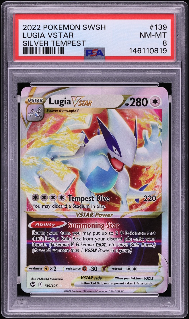 2022 Pokemon Sword & Shield Silver Tempest Holo Lugia VSTAR #139 PSA 8 NM-MT