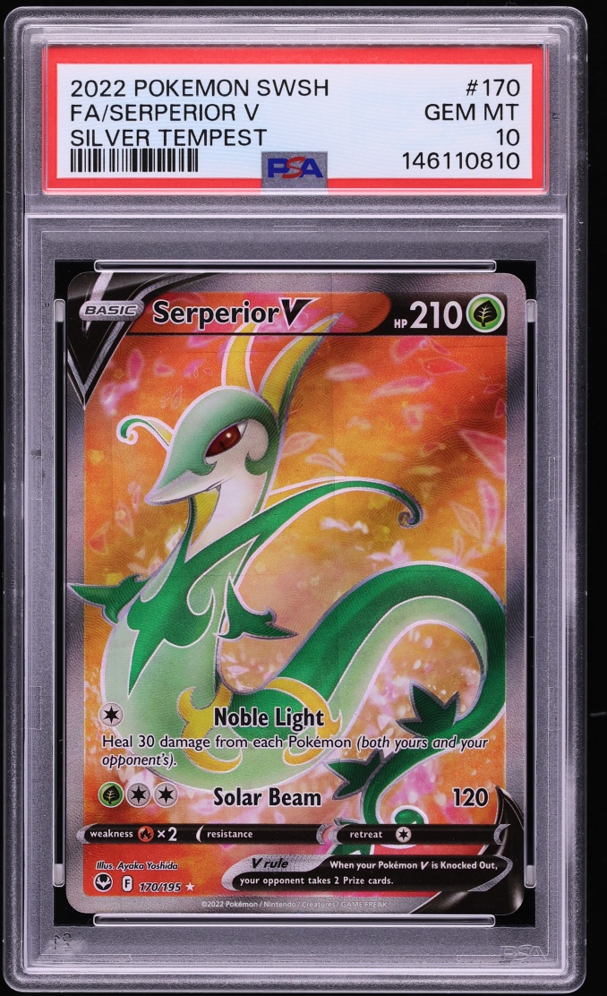 2022 Pokemon Sword & Shield Silver Tempest Full Art Serperior V #170 PSA 10 GEM MINT