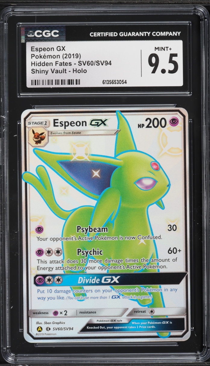 2019 Pokemon Sun & Moon Hidden Fates Full Art Shiny Espeon GX #SV60 CGC 9.5 MINT+