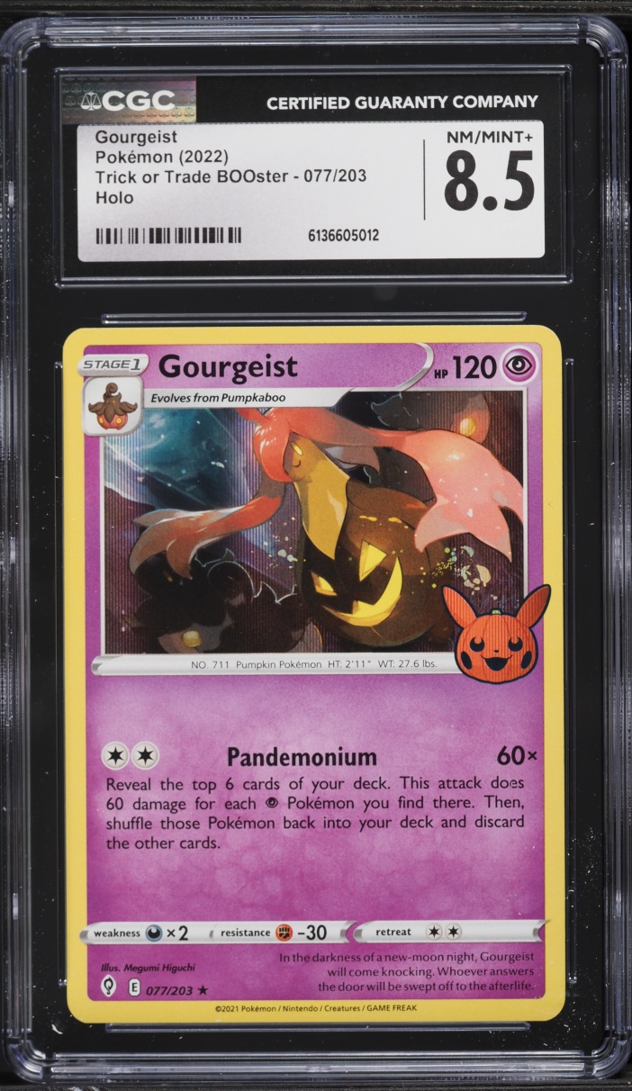 2022 Pokemon Scarlet & Violet Trick Or Trade BOOster Holo Gourgeist #077 CGC 8.5 NM-MT+