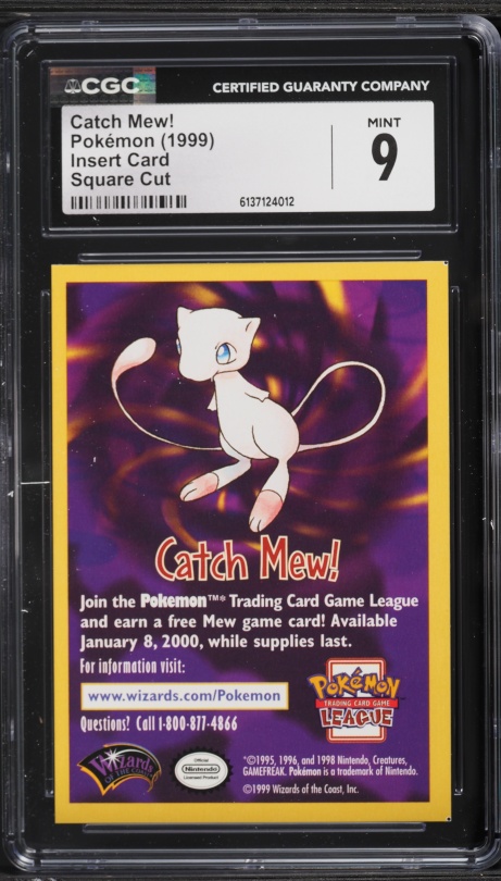 1999 Pokemon Insert Card Square Cut Catch Mew! CGC 10 GEM MINT on Fanatics Collect 1999 Pokemon Insert Card Square Cut Catch Mew! CGC 10 GEM MINT on Fanatics Collect