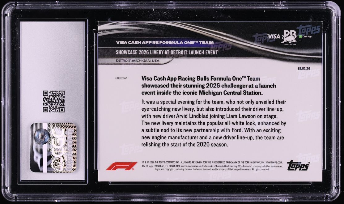 2026 Topps Now Formula 1 F1 Short Prints Visa Cash App RB Team #002SP CGC 9 MINT