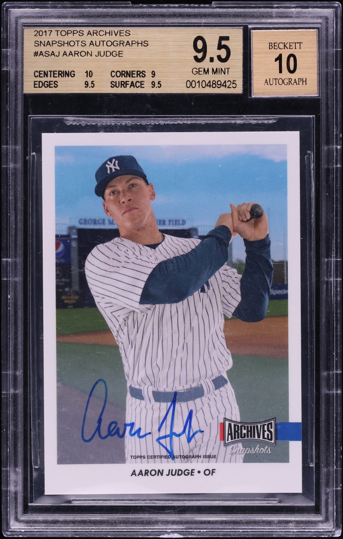 2017 Topps Archives Snapshots Aaron Judge ROOKIE AUTO /80 #AS-AJ BGS 9.5 GEM MINT