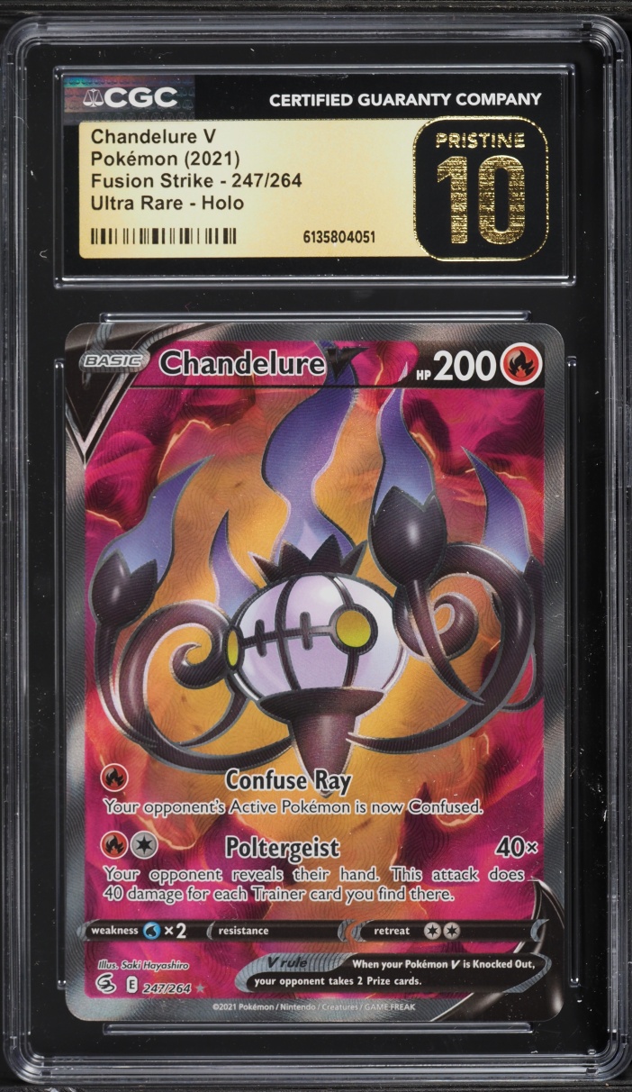 2021 Pokemon Sword & Shield Fusion Strike Full Art Chandelure V #247 CGC 10 PRISTINE