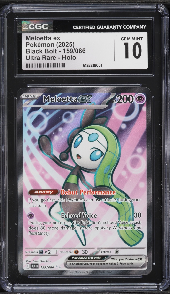 2025 Pokemon Scarlet & Violet Black Bolt Full Art Meloetta Ex #159 CGC 10 GEM MINT