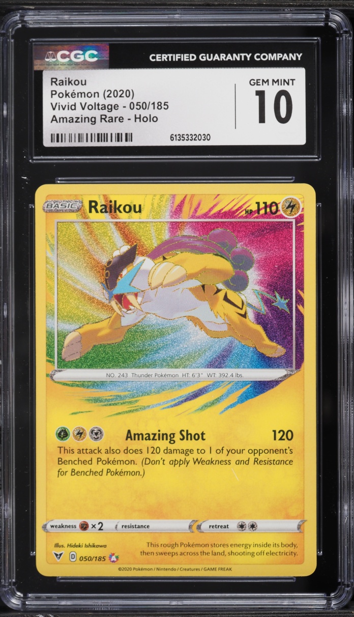 2020 Pokemon Sword & Shield Vivid Voltage Amazing Rare Raikou #50 CGC 10 GEM MINT