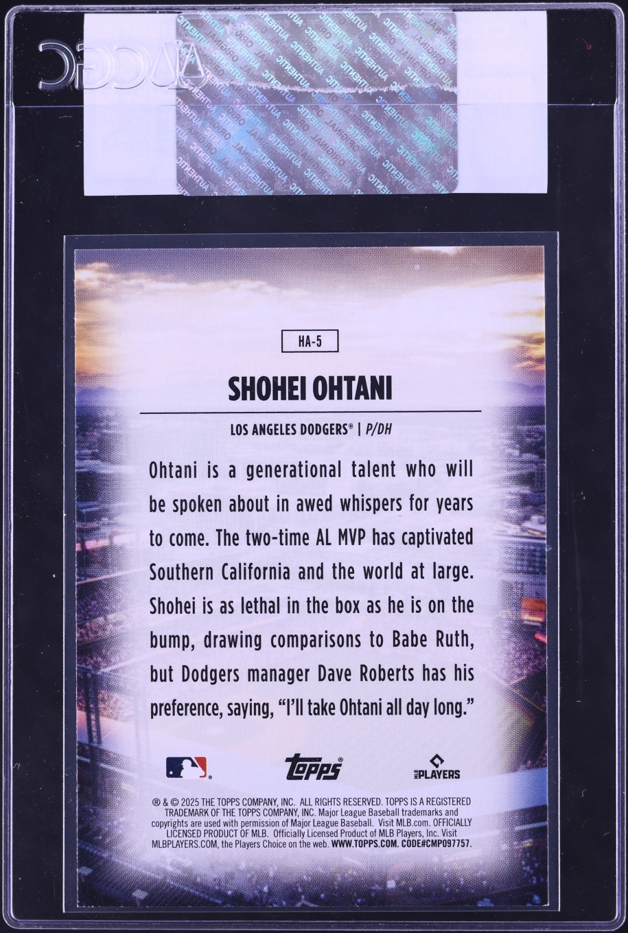 2025 Topps Home Field Advantage Shohei Ohtani #HA-5 CGC AUTH