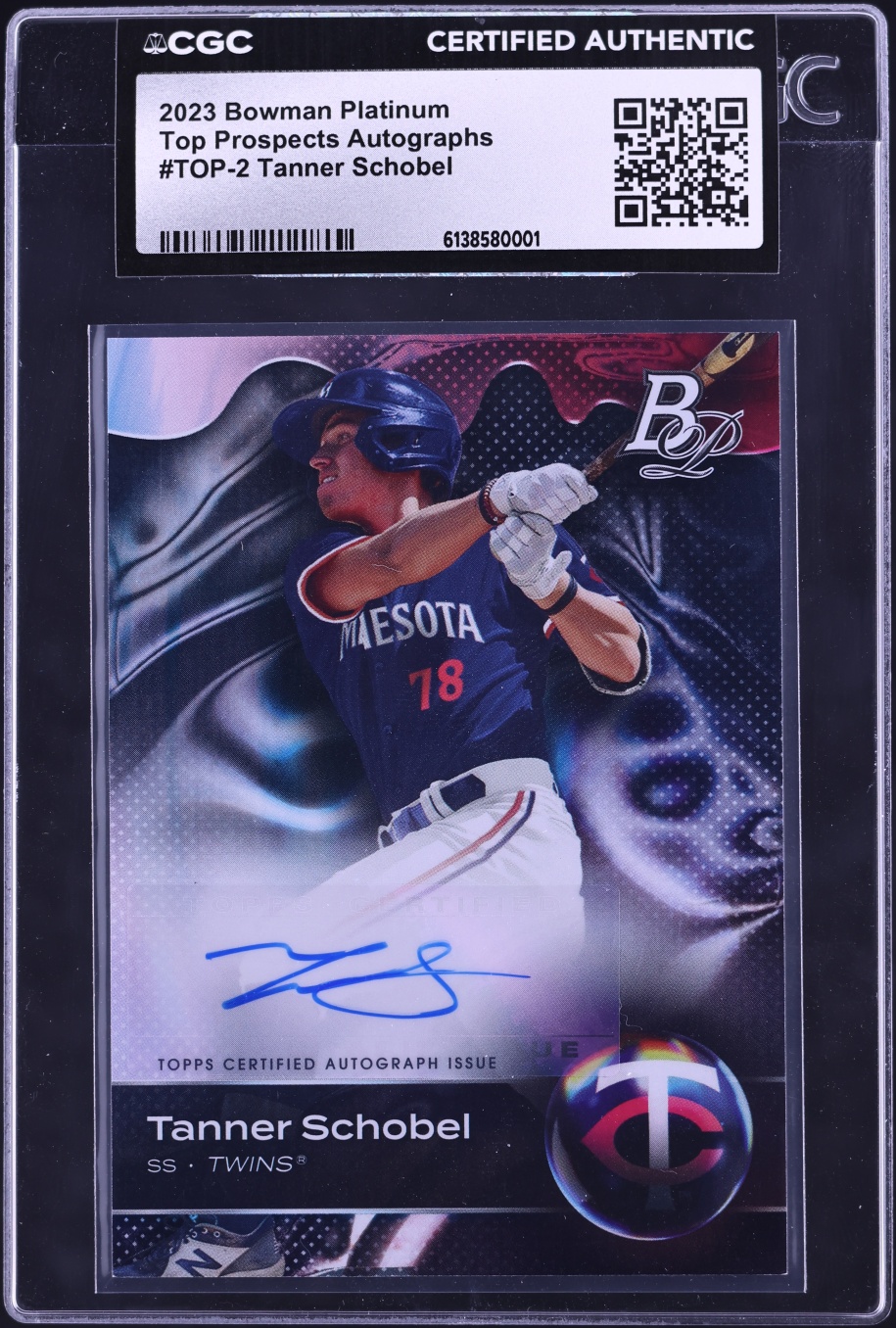 2023 Bowman Platinum Top Tanner Schobel PROSPECT AUTO #TOP-2 CGC AUTH