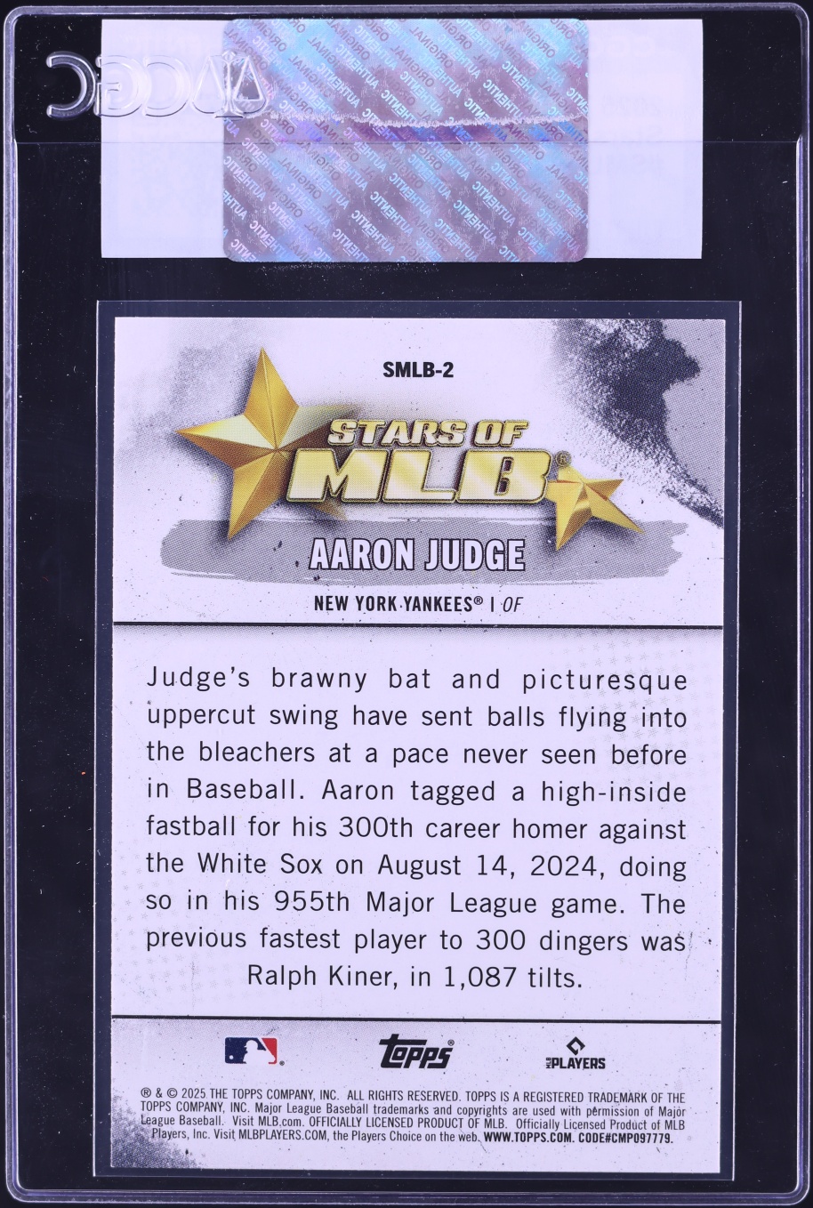 2025 Topps Stars Of MLB Aaron Judge #SMLB-2 CGC AUTH