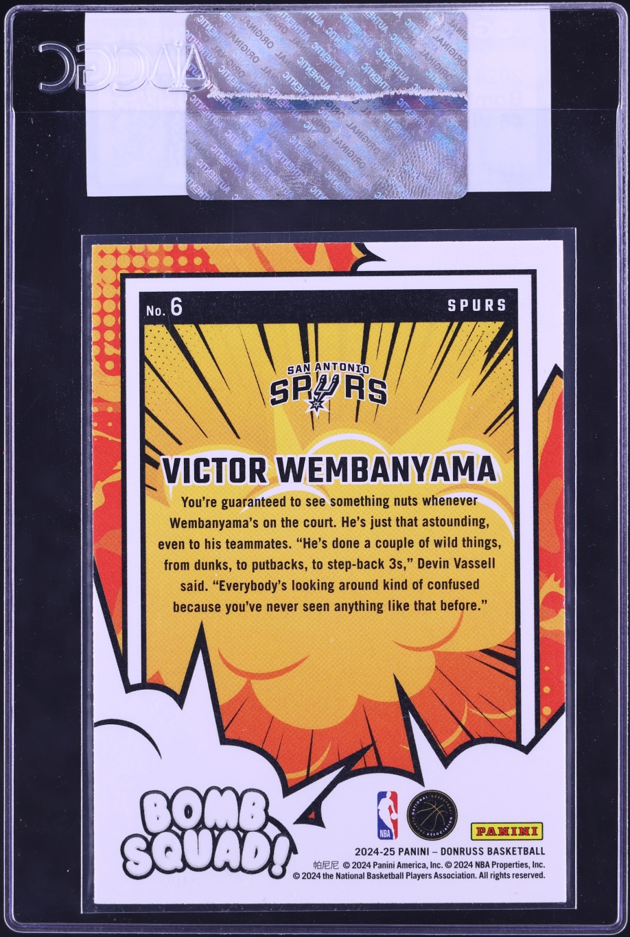 2024 Donruss Bomb Squad! Victor Wembanyama #6 CGC AUTH