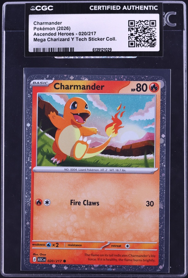 2026 Pokemon Mega Evolution Ascended Heroes Mega Charizard Tech Sticker Charmander #20 CGC AUTH