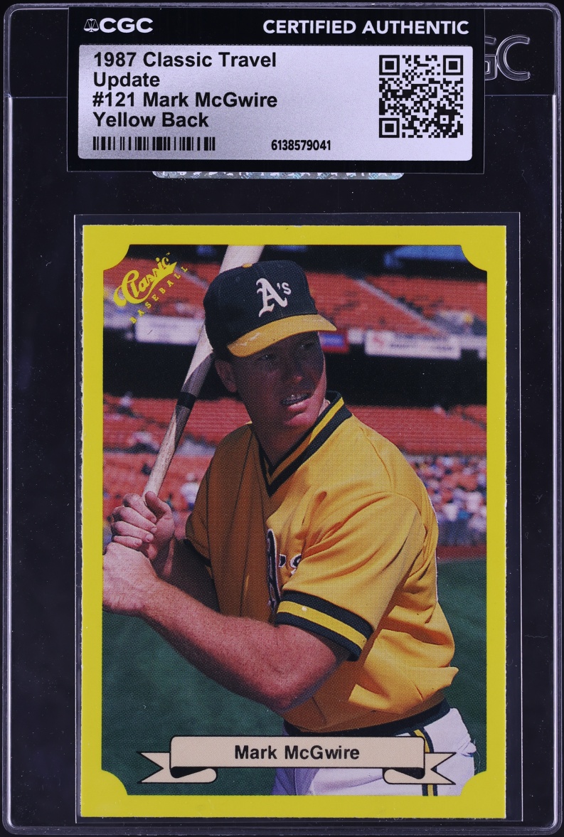 1987 Classic Travel Update Mark McGwire ROOKIE, YELLOW BACK #121 CGC AUTH