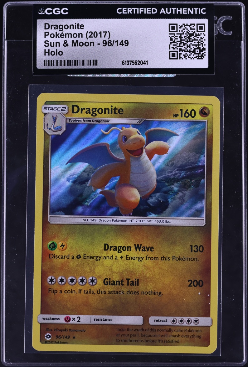 2017 Pokemon Sun & Moon Holo Dragonite #96 CGC AUTH