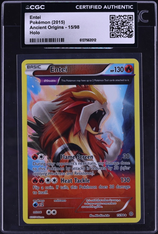 2015 Pokemon XY Ancient Origins Holo Entei #15 CGC AUTH