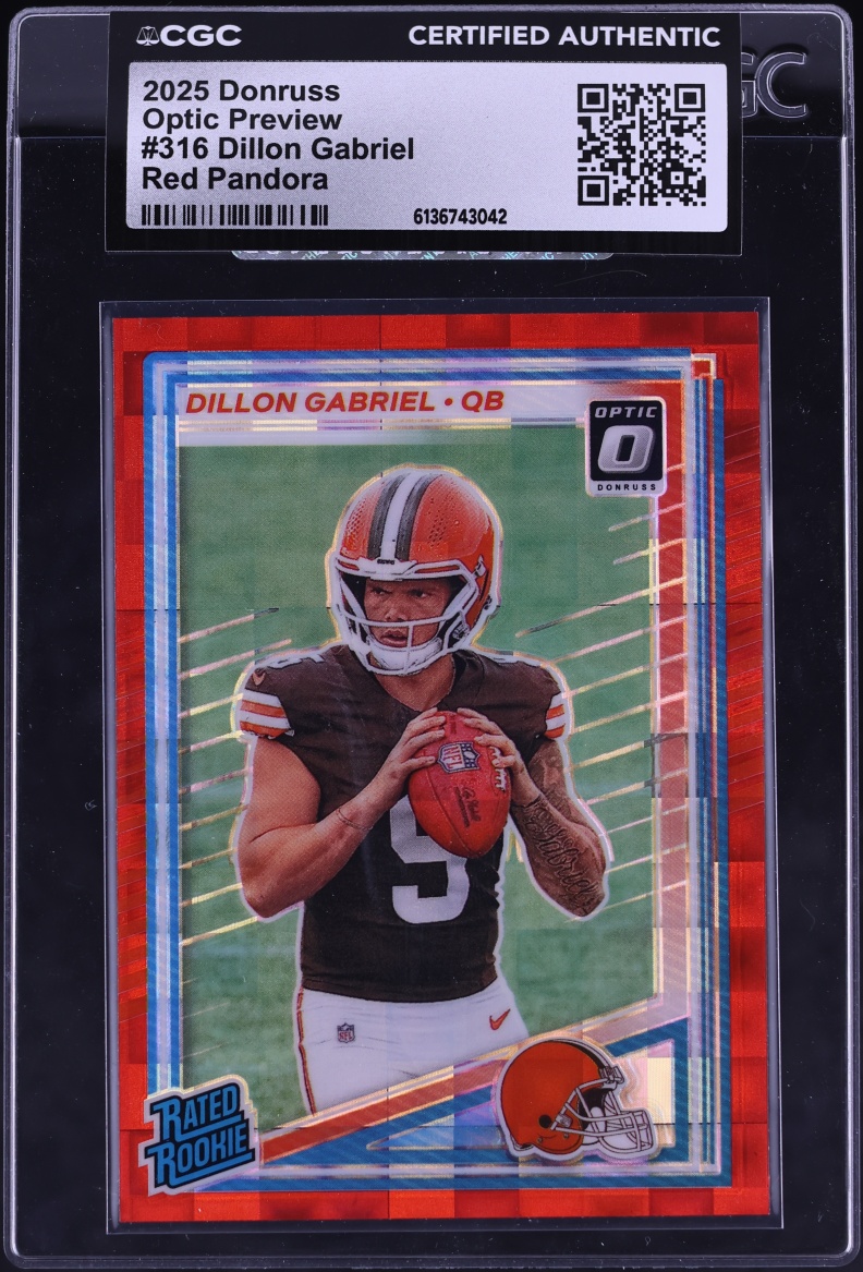 2025 Donruss Optic Preview Red Pandora Dillon Gabriel ROOKIE #316 CGC AUTH