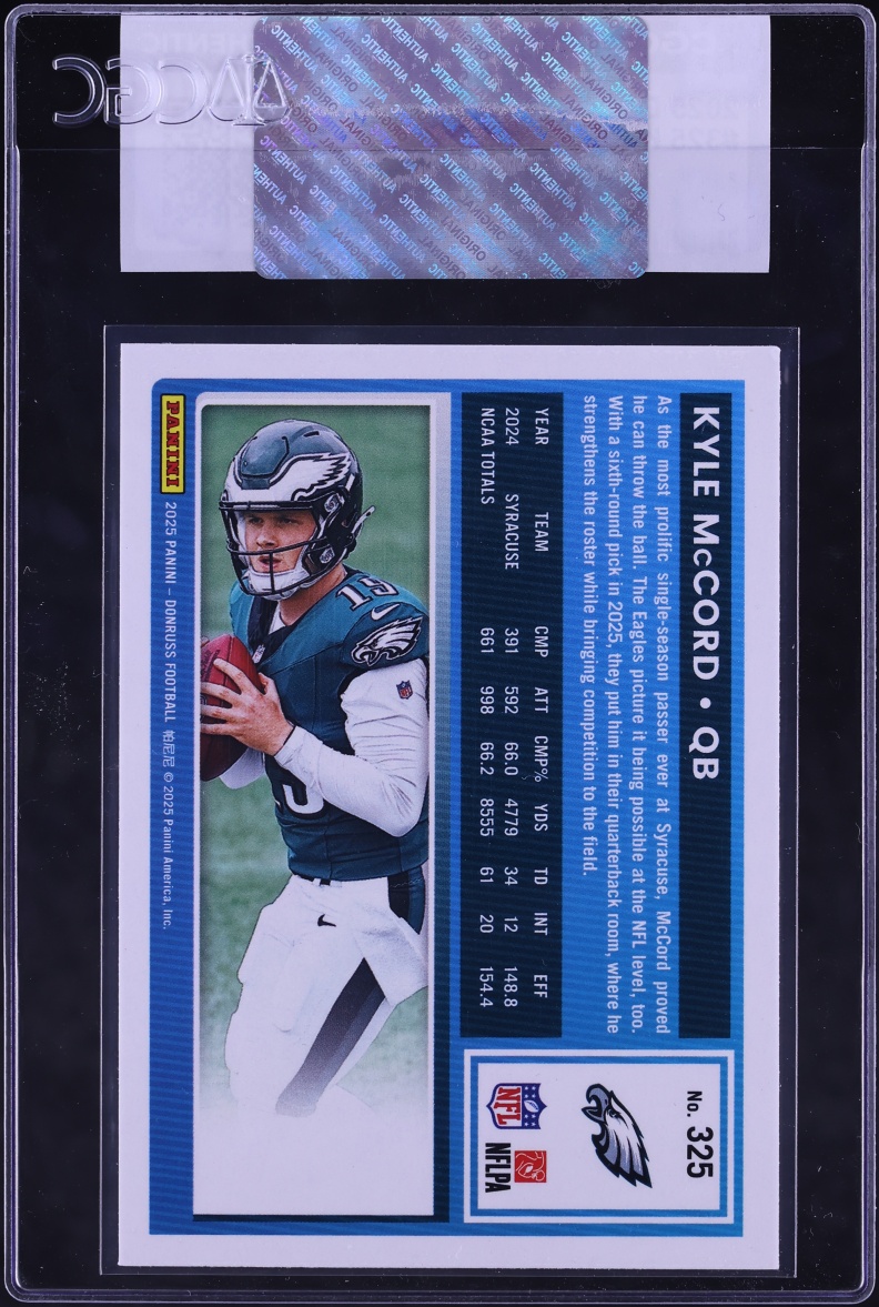 2025 Donruss Football Kyle McCord ROOKIE #325 CGC AUTH