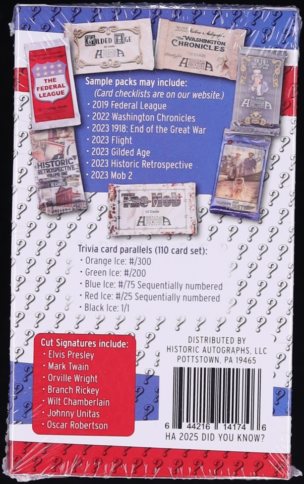 2025 Historic Autographs Did You Know? Sealed Hobby Box, 7ct Packs