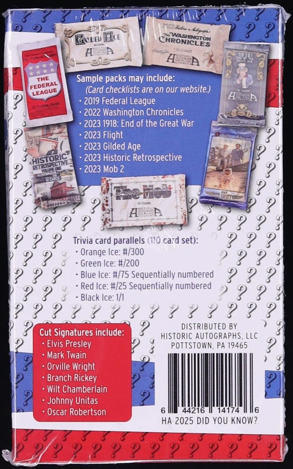 2025 Historic Autographs Did You Know? Sealed Hobby Box, 7ct Packs