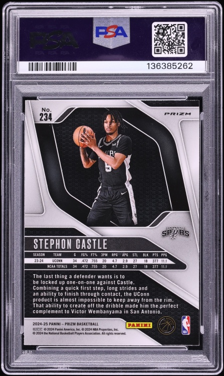 2024 Panini Prizm Silver Stephon Castle ROOKIE #234 PSA 9 MINT