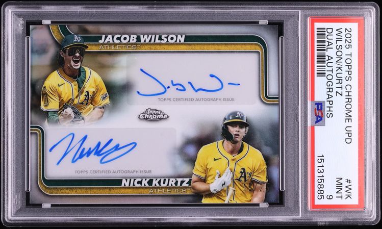 2025 Topps Chrome Update Dual Jacob Wilson Nick Kurtz ROOKIE AUTO /25 #WK PSA 9 MINT
