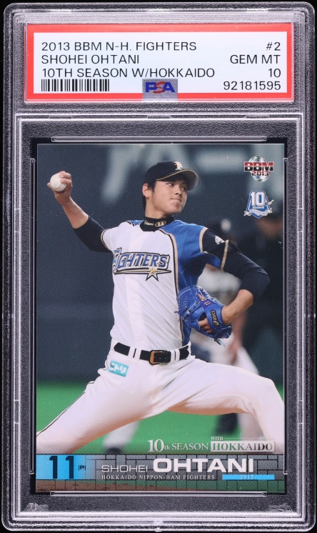 2013 BBM Fighters 10th Season w/ Hokkaido Shohei Ohtani ROOKIE #2 PSA 10 GEM MINT