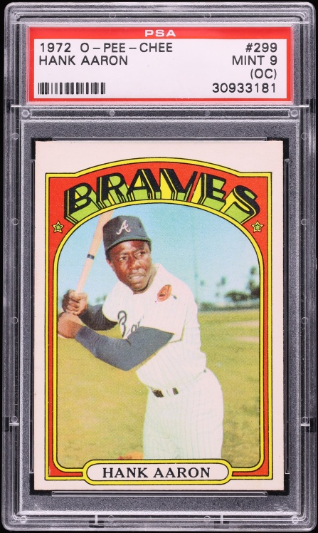 1972 O-Pee-Chee Hank Aaron #299 PSA 9(oc) MINT