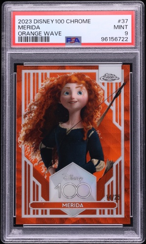 2023 Topps Chrome Disney100 Orange Wave Merida /25 #37 PSA 9 MINT
