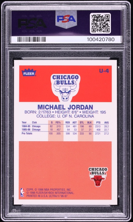 1996 Ultra Decade Of Excellence Michael Jordan #U-4 PSA 9 MINT