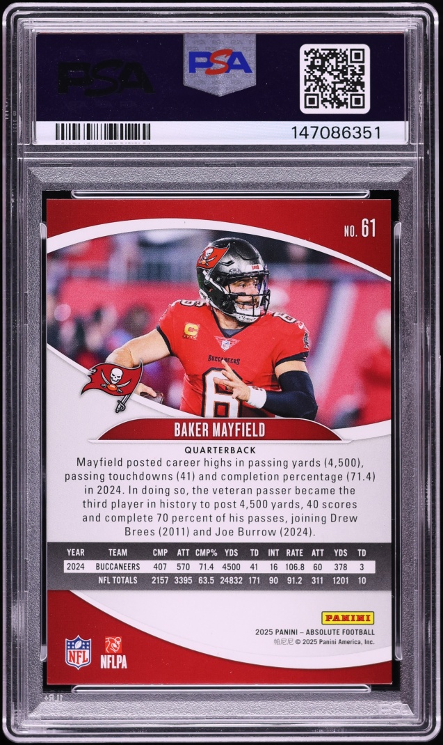 2025 Absolute Red & Green Baker Mayfield #61 PSA 9 MINT