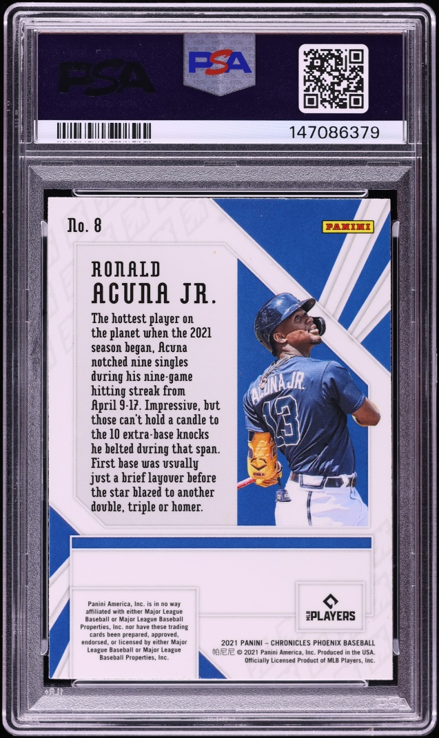 2021 Panini Chronicles Phoenix Ronald Acuna Jr. #8 PSA 10 GEM MINT