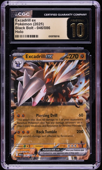 2025 Pokemon Scarlet & Violet Black Bolt Holo Excadrill EX #46 CGC 10 PRISTINE
