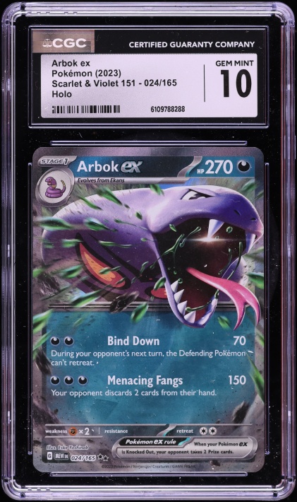 2023 Pokemon Scarlet & Violet 151 Holo Arbok ex #24 CGC 10 GEM MINT