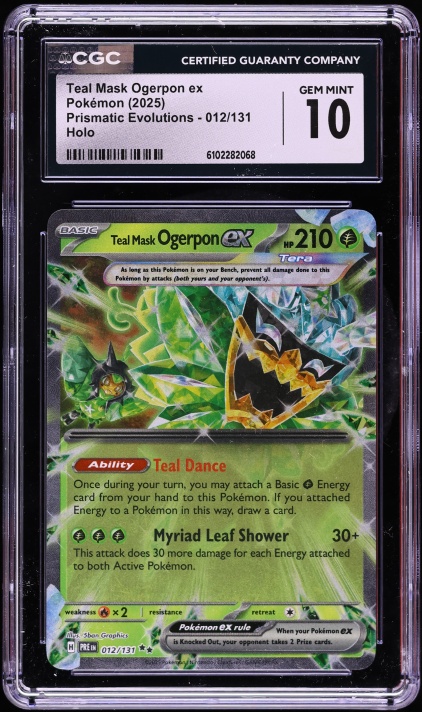 2025 Pokemon Scarlet & Violet Prismatic Evolutions Holo Teal Mask Ogerpon ex #12 CGC 10 GEM