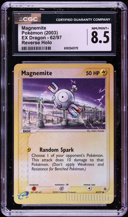 2003 Pokemon EX Dragon Reverse Holo Magnemite #62 CGC 9 MINT on
