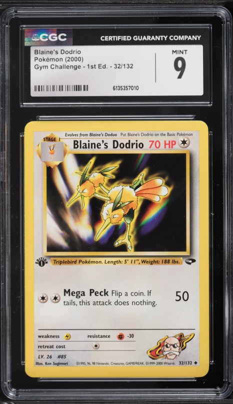 2000 Pokemon Gym Challenge 1st Edition Blaine's Dodrio #32 CGC 9 MINT
